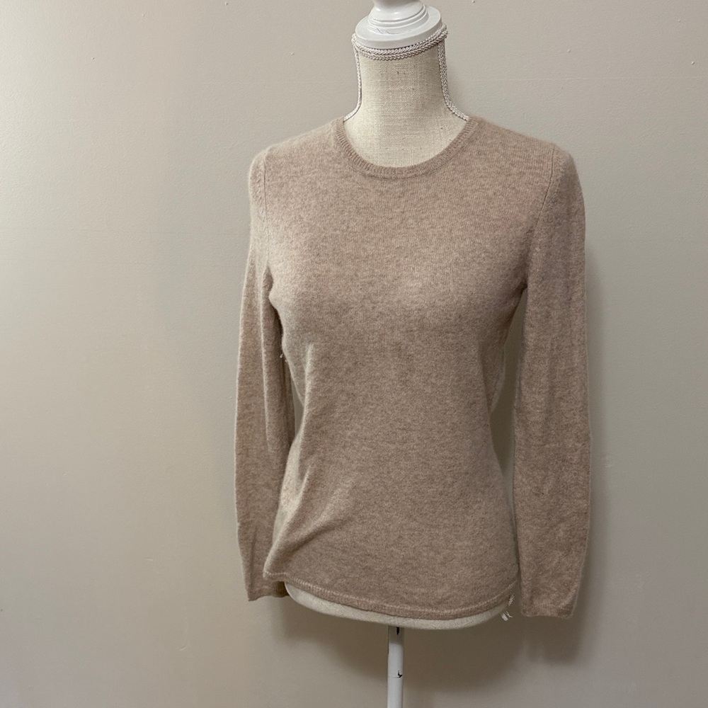 Lord & Taylor Beige Cashmere Crew Neck Sweater